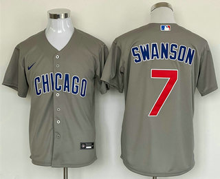 Men's Chicago Cubs #7 Dansby Swanson Grey Stitched MLB Cool Base Nike Jersey,We sell and wholesale Men's Chicago Cubs #7 Dansby Swanson Grey Stitched MLB Cool Base Nike Jersey on line form chian!